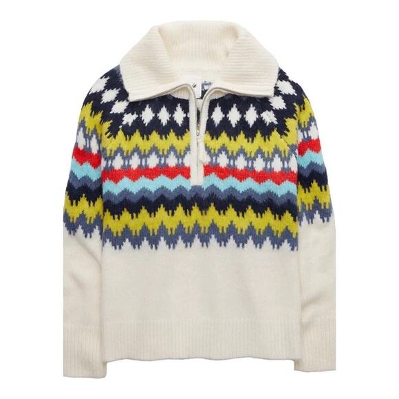 Aerie Womens Fairisle Quarter Zip Sweater Size L Multicolor Oversize New - Picture 1 of 8